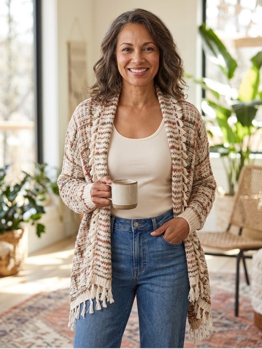 Anthropologie Do Everything in Love Open Cardigan Fringe Boho One Size Fall